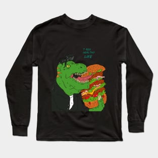 t rex heathy life Long Sleeve T-Shirt